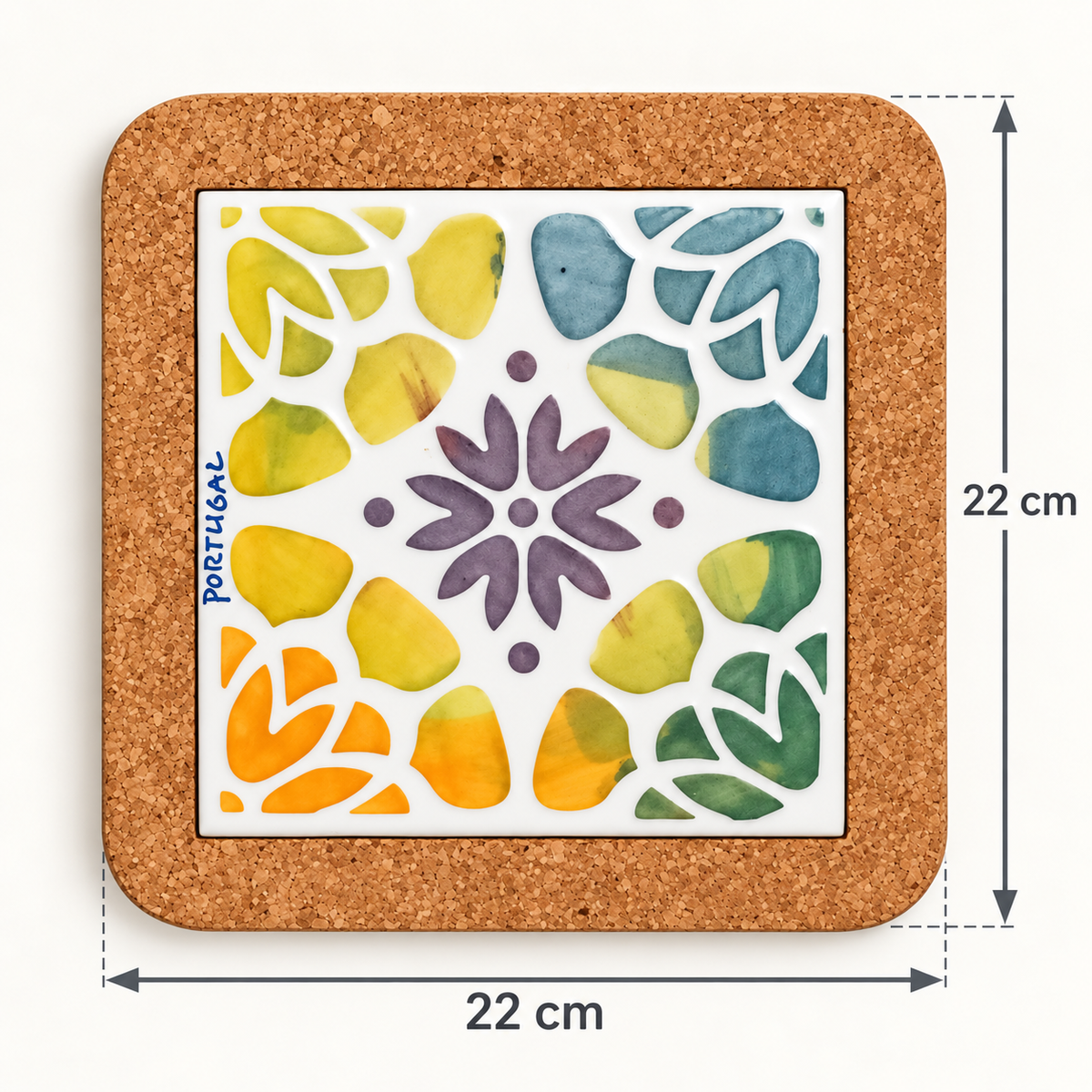 Keramická podložka pod hrnec – Barevný květ – rozměry 22 × 22 cm