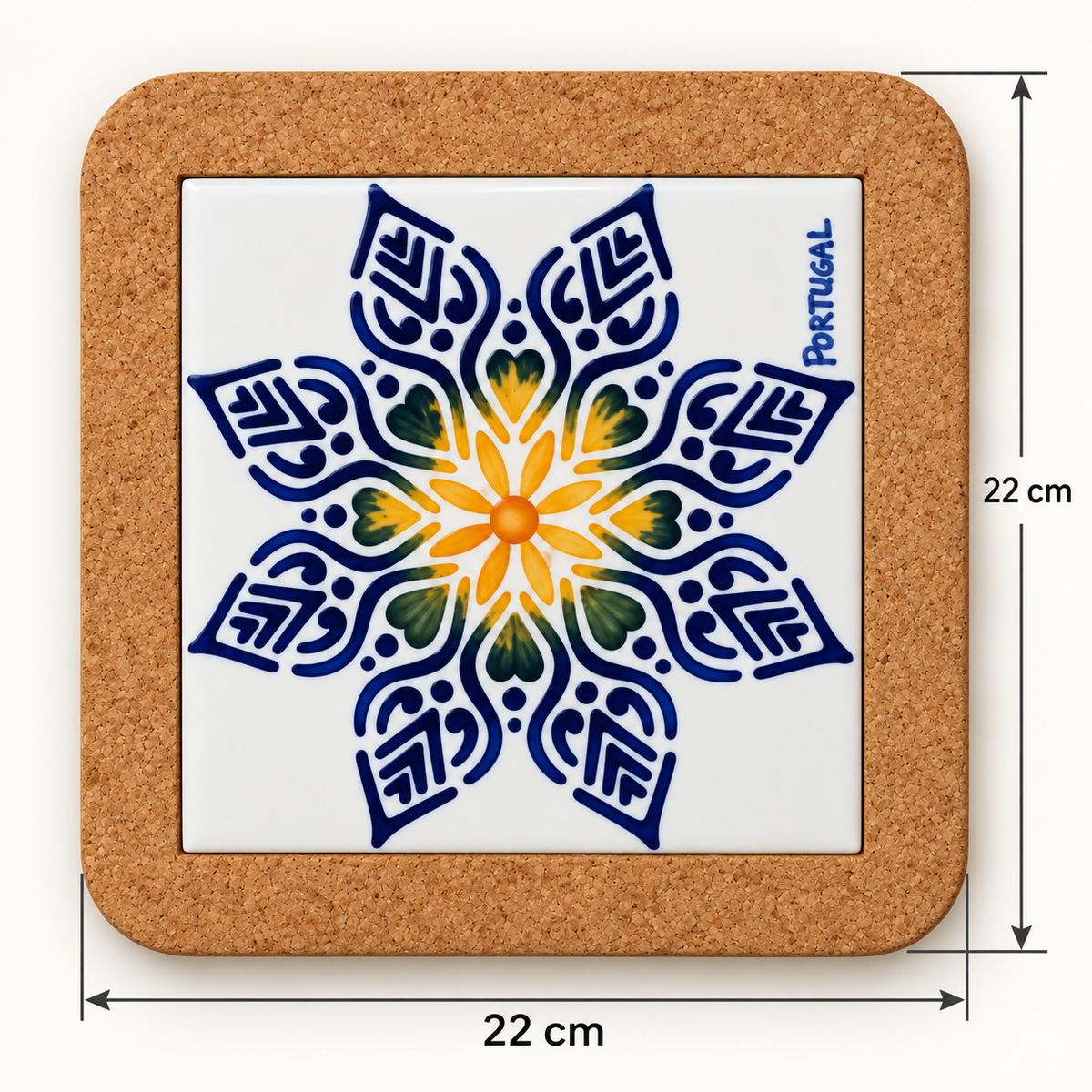 Keramická podložka pod hrnec – Modrá hvězda – rozměry 22 × 22 cm
