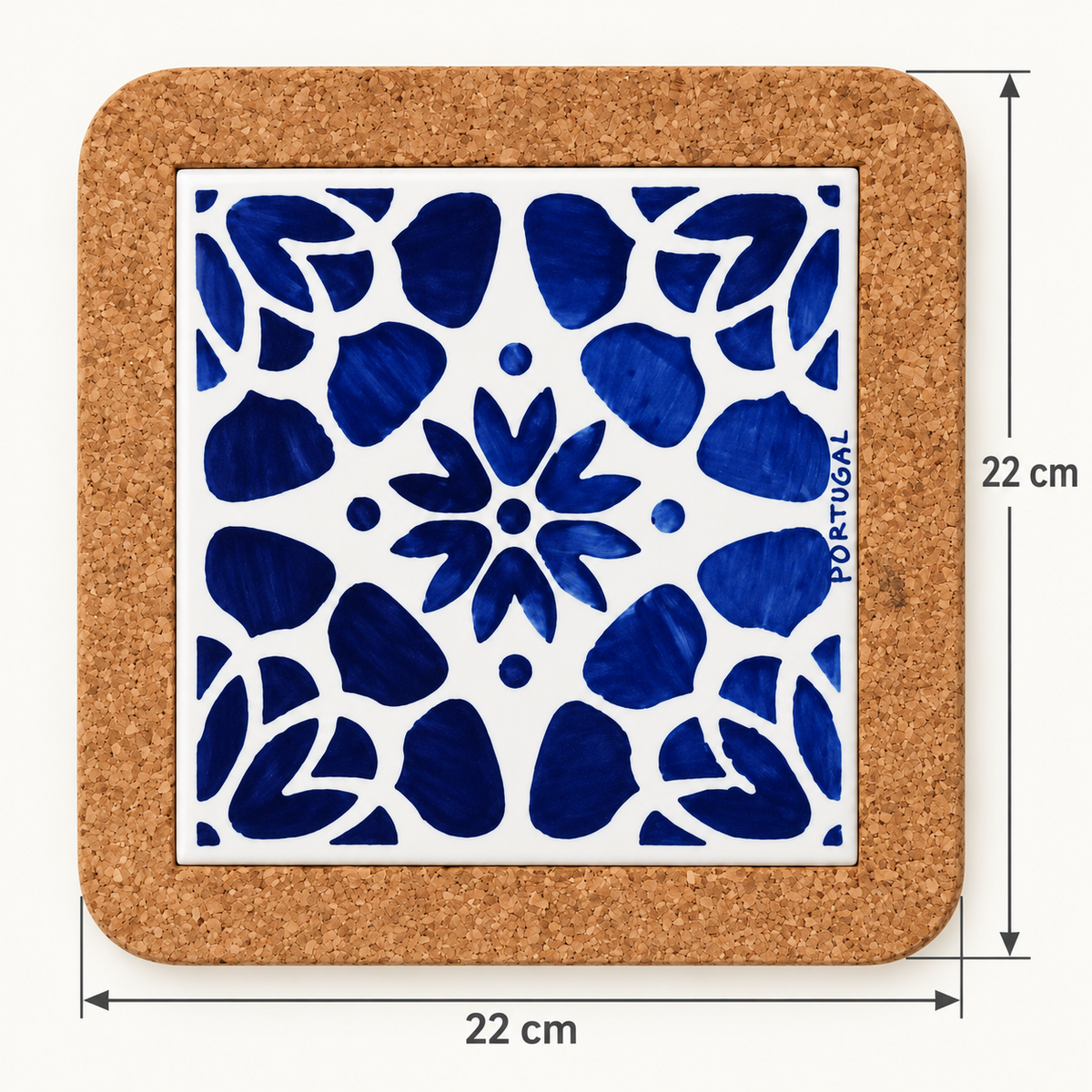 Keramická podložka pod hrnec – Modrý květ – rozměry 22 × 22 cm